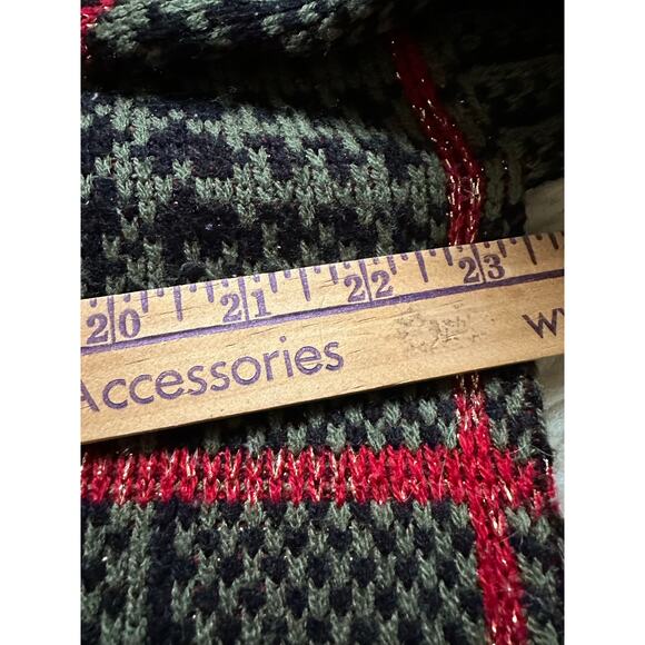 Vintage Knit Sweater green CLASSIC horse plaid Equestrian 80s - Picture 2 of 16